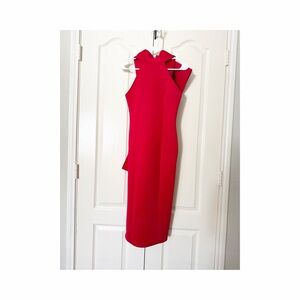 Miss Ord Elegant Big Bow Red Bodycon Sleeveless Size Small